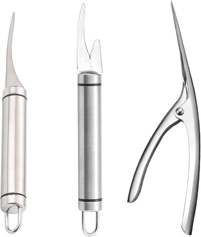 3 Stuks Garnalen Mes - Multifunctionele Shrimp Like Fish Maw Mes - Roestvrij Staal Garnalen Dunschiller - Garnalen Lijn Clip - Keuken Gadget voor Garnalen en Zeevruchten