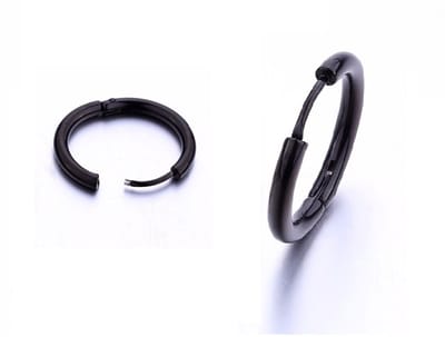 Zwarte Oorringen - Roestvrij Staal - Oorbellen - Piercing - 12mm