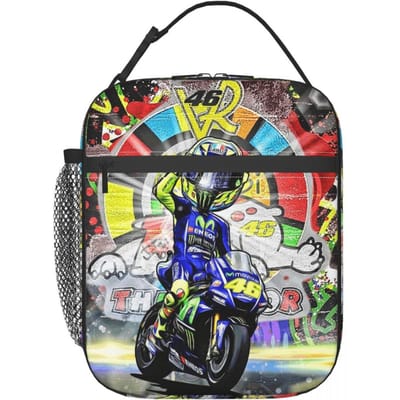 Motorrace Motor Rossi Geïsoleerde Lunchtas voor Vrouwen Kinderen Draagbare Voedseldozen Thermische Lunchbox Tote One Size