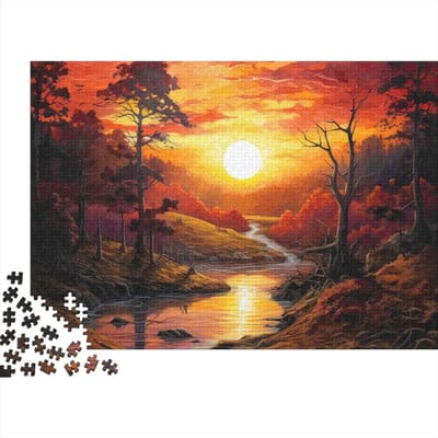 Legpuzzel 1000 stukjes - Landschap Puzzel - Ontspanning Thuis - Gerecycled Materiaal - 70 x 50 cm - Zonsondergang