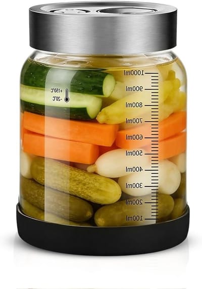 Fermentatieglas met deksel en ventiel, 1 liter, ideaal voor het maken van kombucha, zuurkool en zuurdesem
