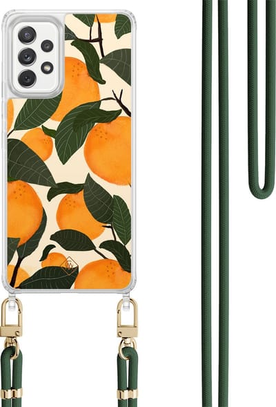 Casimoda® hoesje met koord - Geschikt voor Samsung A52(s) - Orange Garden - Afneembaar koord - TPU/polycarbonaat - Multi
