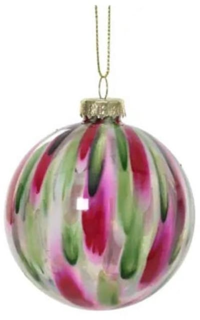 Kerstbal Transparant met Roze, Rode en Groene Kleuren – Glazen Ornament van Decoris