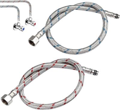 Aansluitslang 60 cm, G3/8 x M10, Flexibele Slangverlenging, Roestvrijstalen Kraanaansluitingen