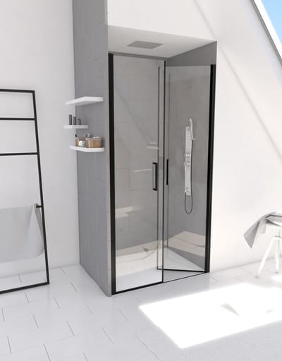 Aurlane Douche Swingdeur Saloon - Helder Glas 6mm - Mat Zwart - 70x200cm
