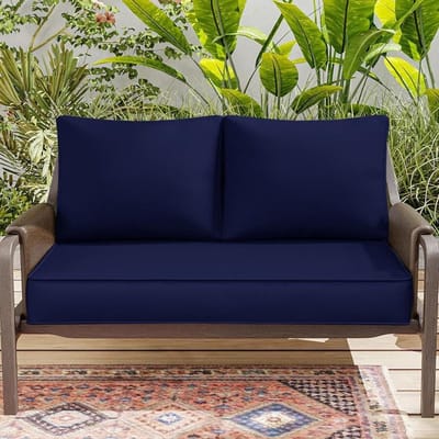 Kussenset Rotan - Terraskussens Bank - Buiten Zitten - Waterafstotende Stof - 110x60x50cm - Grijs