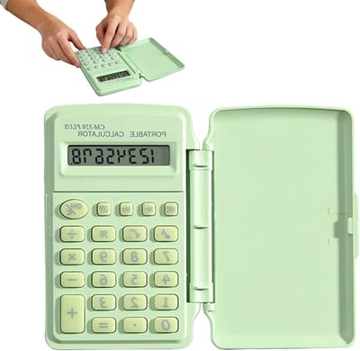 Mini Rekenmachine - Zakcalculator Basis - Dagelijkse Berekeningen - Met Deksel - 10x6 cm - Lichtgroen