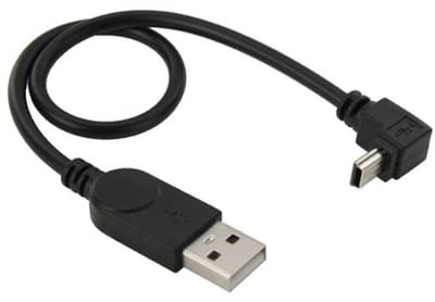 OneOne 0,28m Mini USB kabel. Haakse laadkabel naar beneden. USB naar Mini USB oplaadkabel snoer past op Nextbase dashcam 101 Go, 112, 202 Lite, 212, 302G Deluxe, 312, 312GW, 402G, 412GW, 512, 512GW, Duo