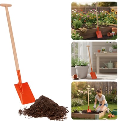 Cheqo® Metalen Schep - Houten Steel - 65 cm - Tuinschep - Willekeurige Uitvoering - Metaal En Hout - Schop - Schep - Sneeuwschep