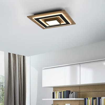 JUST LIGHT. GmbH JUST LIGHT. Plafondlamp Tola, hoekig, 2-lamps, hout, 3000 K