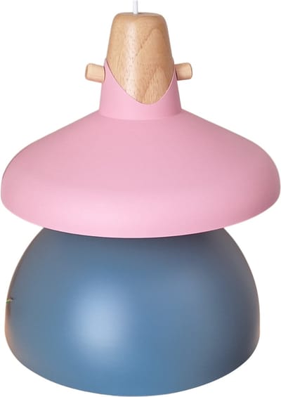 Hanglamp Modern Grijs/Blauw met Roze en Hout 35 cm - Scaldare Milazzo
