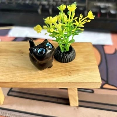 Schattig en charmant houten kittenbeeldje, handgemaakte kattendecoratie voor in huis, perfect cadeau-idee, kattenaccessoire