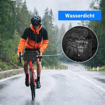 Fietsstuurtas waterdichte 45 liter - telefoonhouder en verstelbaar touchscreen - afneembare schouderriem - zwart