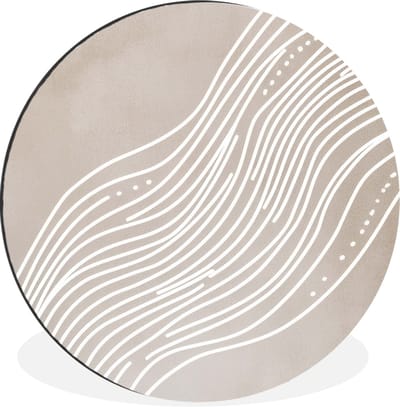 WallCircle - Wandcirkel - Muurcirkel - Golvende lijnen - Vloeiend - Zandkleurig - Aluminium - Dibond - 30x30 cm - Binnen en Buiten