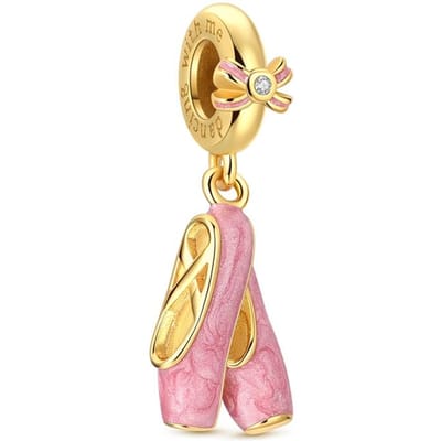 Koper Echt Roze Balletschoenen Bedel Balletschoenen Danser Hanger Voor Vrouwen Doe-Het-Zelf Kralen Past Op Echte Armbanden Kettingen beige