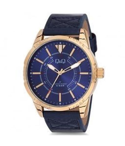 Mooi heren horloge- blauw-goudkleurig.neon wijzers-Q888J802Y