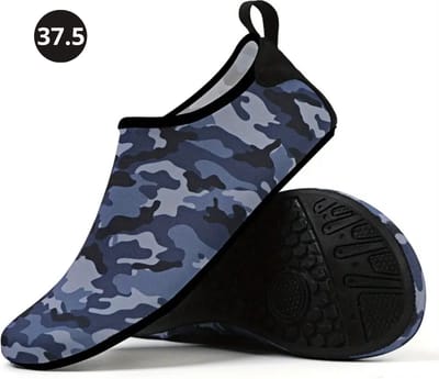 Nivard Waterschoenen Voor Kinderen & Volwassenen - Aqua Shoes - Aquaschoenen - Afzwemschoenen - Zwemles Schoenen - Camouflage Blauw - Maat 37.5