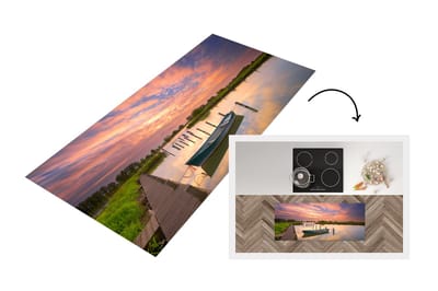 Keukenloper - Loper keuken - Bootje in een Nederlands landschap - 120x50 cm - Keukenloper vinyl