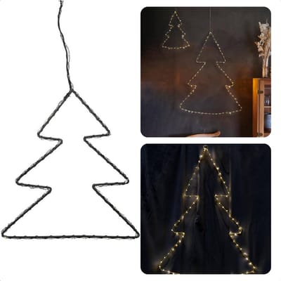 Cheqo® Kerstverlichting met Timer - Kleine Kerstboom - 20 cm - 65 LED's - Warm Wit - Op Batterijen - Binnenshuis Gebruik.- Kerstverlichting - Kerst Figuur - Kerstlampjes - Kerstversiering - Energiezuinig