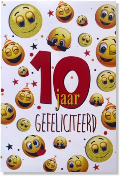 Hoera 10 Jaar! Luxe verjaardagskaart - 12x17cm - Gevouwen Wenskaart inclusief envelop - Leeftijdkaart