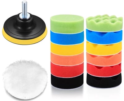 15 autopolijstsponzen, polijstpads, autospons polijstpads, accuschroevendraaier polijstpads, polijstmachine, boormachine polijsten, slijpen en waxen.