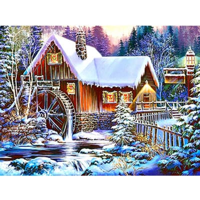 Diamant peinture paysage d'hiver 5D bricolage broderie maison mosaïque décor à la maison cadeau 20X30CM gray