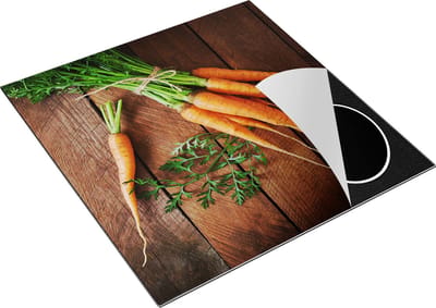 Chefcare Inductie Beschermer Wortels op Houten Planken - 78x78 cm - Afdekplaat Inductie - Kookplaat Beschermer - Inductie Mat
