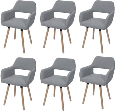 Set van 6 eetkamerstoelen MCW-A50 II, stoel keukenstoel gestoffeerde stoel, hout stof/textiel bouclé (450 g/m²) MVG ~ grijs