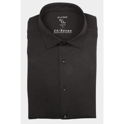 OLYMP No. Six 24/Seven super slim fit overhemd - tricot - zwart - Strijkvriendelijk - Boordmaat: 36 (EU maat: XS)