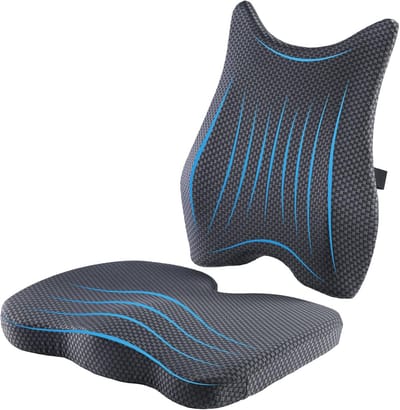 Zitkussen met Lumbale Ondersteuning - Memory Foam Rugkussen voor Bureaustoel en Auto