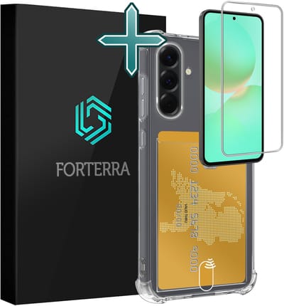 Hoesje Geschikt voor Samsung Galaxy A36 - Met Screenprotector - Pashouder - Kaarthouder - Back Cover - Telefoon Hoes Shockproof - Siliconen Case - Shock Proof - Pasjes Houder - Transparant