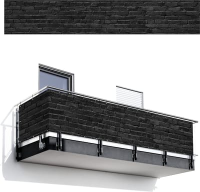 Balkonscherm 500x85 cm - Balkonposter Steenlook - Bakstenen - Grijs - Balkon scherm decoratie - Balkonschermen - Balkondoek zonnescherm