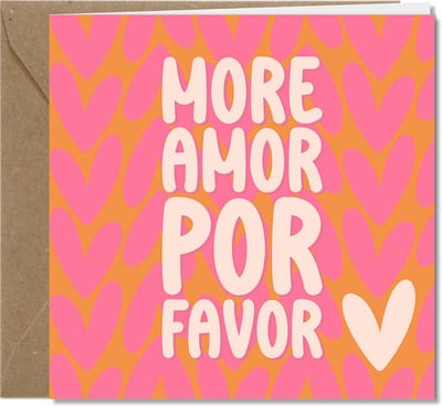 FSC-papier | Duurzaam | Inclusief envelop kraft | 4 wenskaarten | valentijn, More amor por favor, liefde | BOLD collectie