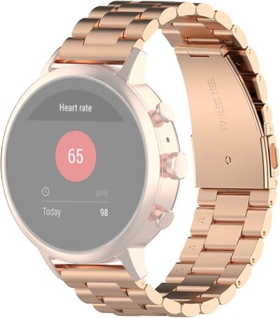 Stalen bandje - RVS - geschikt voor Fossil Gen 5E / Gen 6 / Fossil Female modellen - rosegoud