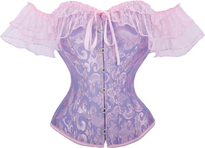Elegante zwarte kanten korset voor dames, figuurvormend bustier voor Halloween, cosplay en feestjes