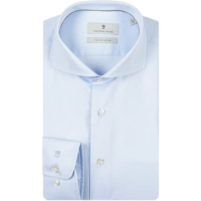 Thomas Maine Overhemd Bari Two-Ply Cotton Twill Natural Stretch Licht Blauw / male