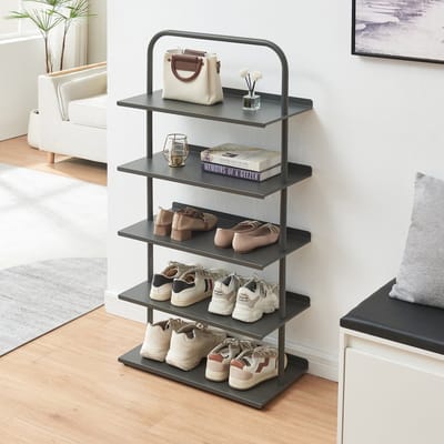 Schoenenrek Poytya met 5 planken antraciet 119x60x32 cm [en.casa]