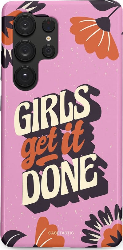 Casetastic hoesje geschikt voor Samsung Galaxy S25 Ultra - Dubbellaagse bescherming - Girls get it done - Fashion Case - Lila Donkergrijs Terracotta