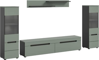 xonox.home Canu wooncombinatie incl. verlichting (B/H/D: 272x141x33 cm) in Smoke Green-imitatie