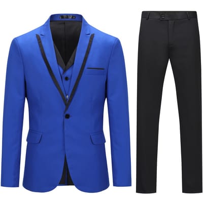 ALLTHEMEN Slank Driedelig Herenpak - Colorblock - S