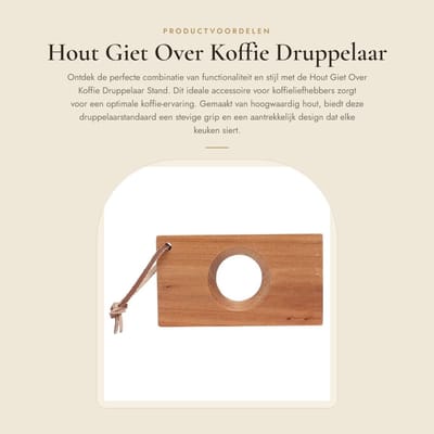 Dailygoods- Koffiedruppelaar Houten Materiaal - Druppelaarstandaard - Bekerhouder - Onderzetter - Lanyard Ontwerp - Fijn Vakmanschap - Koffiehouder