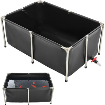 VEVOR Canvas Visvijver, 480 L Viskom, Opvouwbaar PVC Koi Aquarium, Viskom met Stevig Frame & Afvoerklep, voor Aquacultuur, Koi Kweek & Irrigatie 1200 x 800 x 500 mm