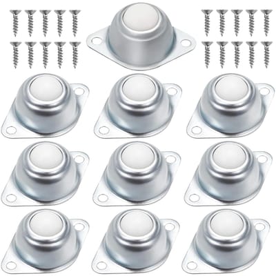 10 stuks kogelrollen voor meubelwielen, 16 mm klein vlak kogelrollager, nylon kogelrollen zwaar gebruik, kogellagers transfer bal roller ronde rollen gemonteerde lager voor meubels slede transportrol