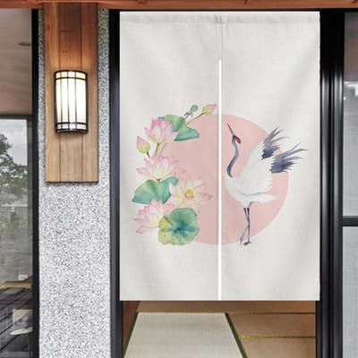 Deurgordijnen Japanse Noren Vijf Kraanvogels Kamerverdeling Keukendecoratie Poster Hangen Deurgobelin voor Slaapkamer 70x120cm 27.5x47in
