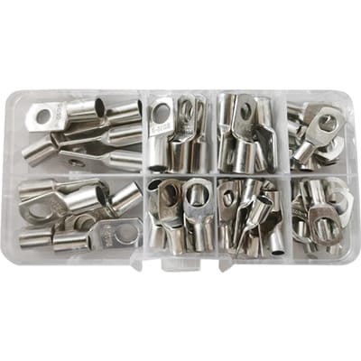 Lot de 60 cosses de câble pour fils de 6 à 25 mm², cosses en cuivre étamé, extrémités de câbles de batterie, fils à sertir argenté