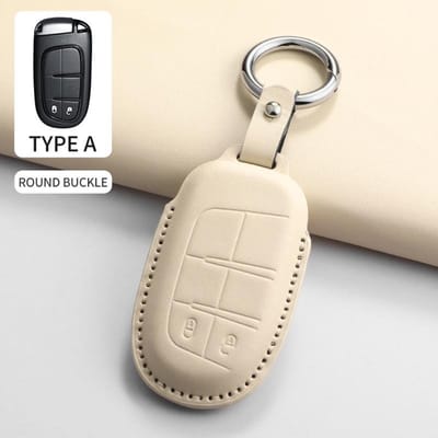 PU Leer Auto Afstandsbediening Sleutelhoes Beschermhoes Voor Jeep Chrysler 300 200 Cherokee Wrangler Compass Renegade Fiat 500X Accessoire gray