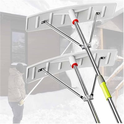 Telescopische Sneeuwschuiver - Daksneeuw Harken - Veilig Sneeuw Verwijderen - Verstelbaar Bereik Tot 6 Meter - 68x17cm Blad