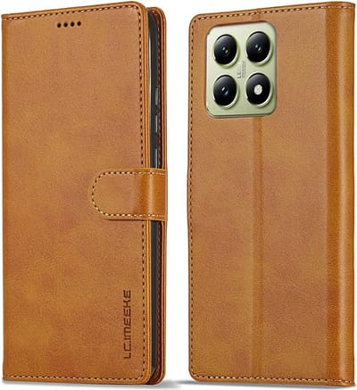 LC.IMEEKE Hoesje - Geschikt voor Xiaomi 14T Hoesje - LC.IMEEKE Luxe Book Case - Bruin
