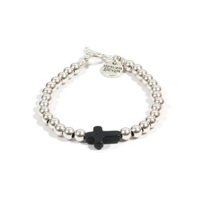 Heaven Eleven - dames - Armband - zilver - plating - zwart - kruis