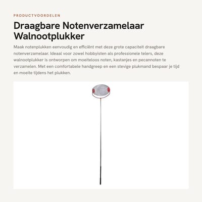 Dailygoods- Notenverzamelaar grote capaciteit - Walnootplukker - Kastanjegereedschap - Lichtgewicht ontwerp - Roestvrij staal - Moeiteloze bediening - Plukker